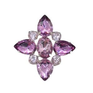 Vintage Pink and Silver Brooch